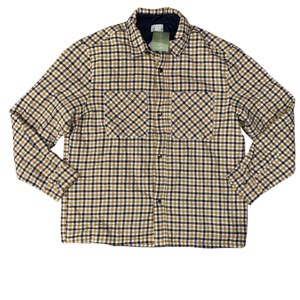 H&M Men's Quilted Plaid Shirt Jacket Shacket Overshirt Size Large New With Tags
